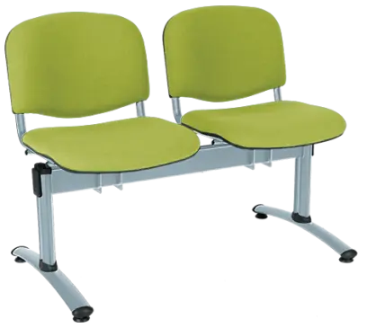 CL - 22, čalouněná lavice do čekárny, 2-sedák, koženka AN - 079 citrónově zelená, kostra stříbrná